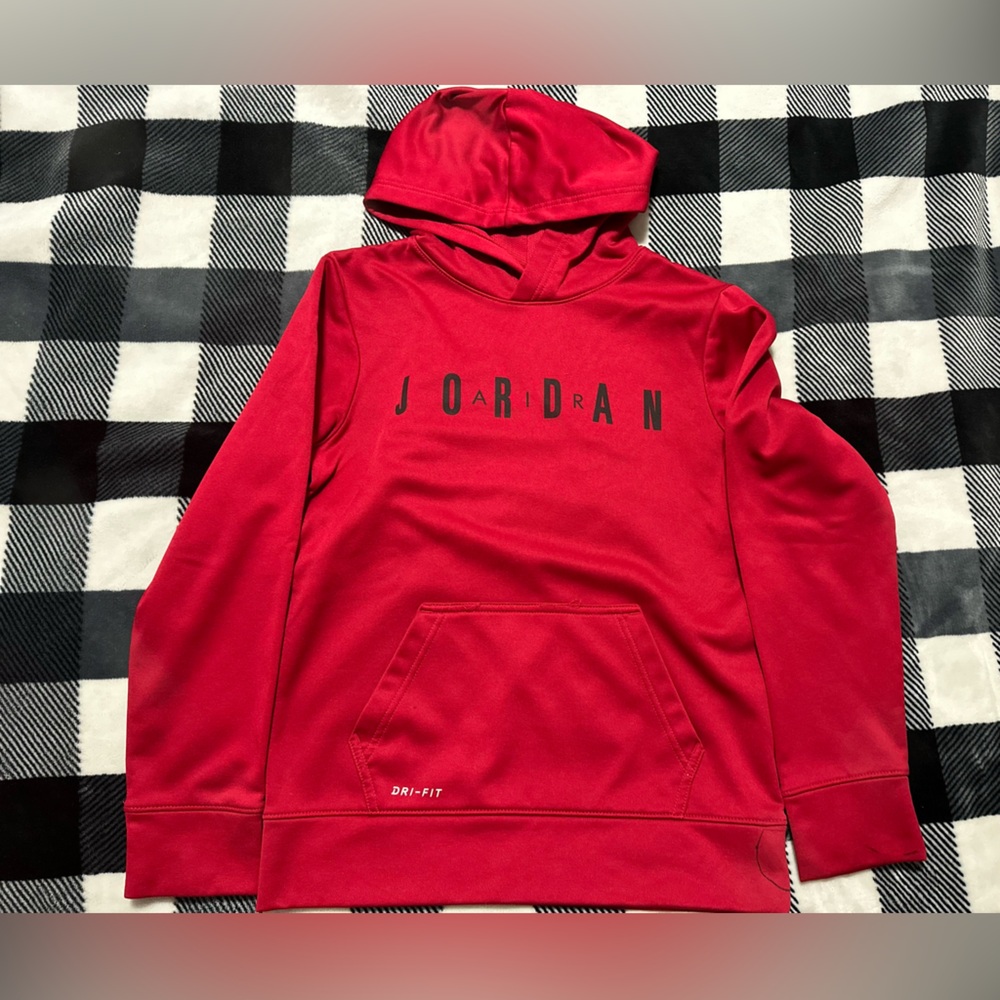 Jordan Red Pullover Hoodie with Black Logo